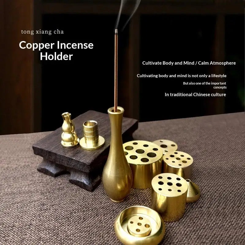 Solid Brass Incense Holder Set – Stick, Coil & Vase Zen Decor Incense Holder Set Nixie