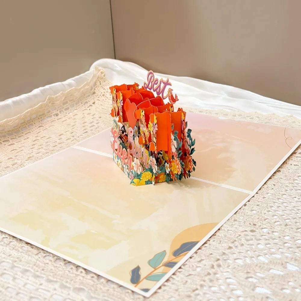 3D Pop-Up Mother's Day Card – Floral Bouquet Handmade Gift Pop-Up Greeting Card Nixie