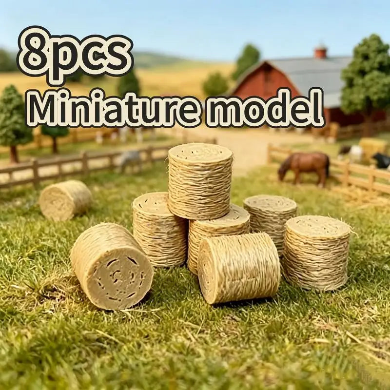 Miniature Hay Bale Ornaments – 8 or 16 Pcs Farm Scene Decor