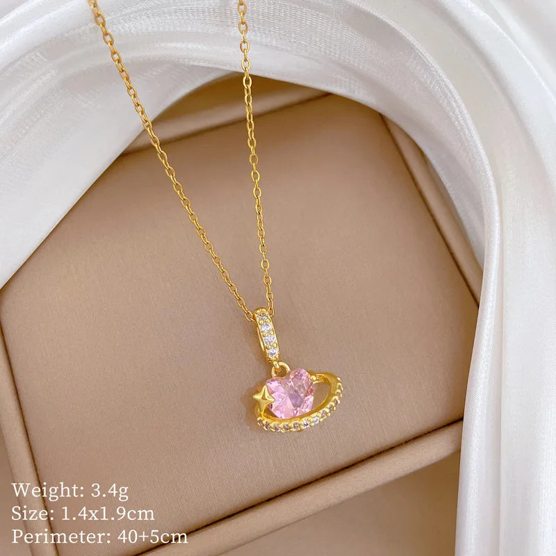 Women's Gold Heart Pendant Necklace – Stainless Steel Choker Pendant Necklace Nixie XL2606-824