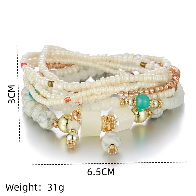 Bohemian Lapis Lazuli Multi-Layer Beaded Bracelet | Gold Tone