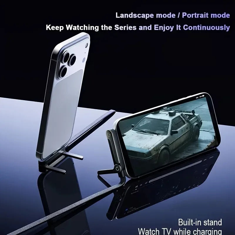 240W 180° Elbow Fast Charging Cable + Foldable Phone Holder Stand USB-C Charging Cable Nixie