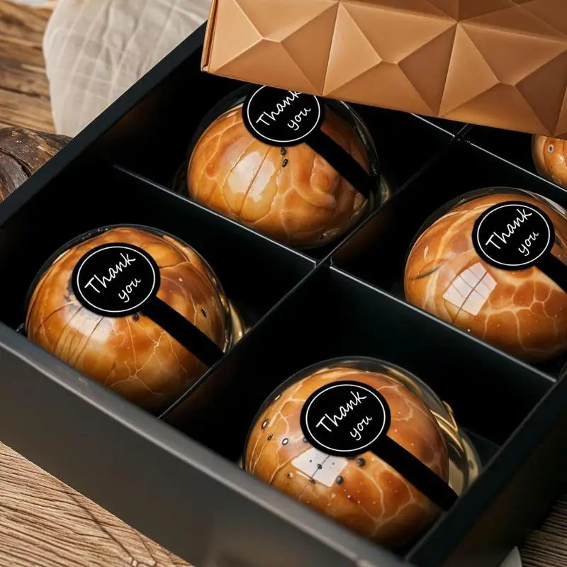 200PCS Thank You Stickers – Black Pudding Baked Puff Design Decorative Stickers Nixie
