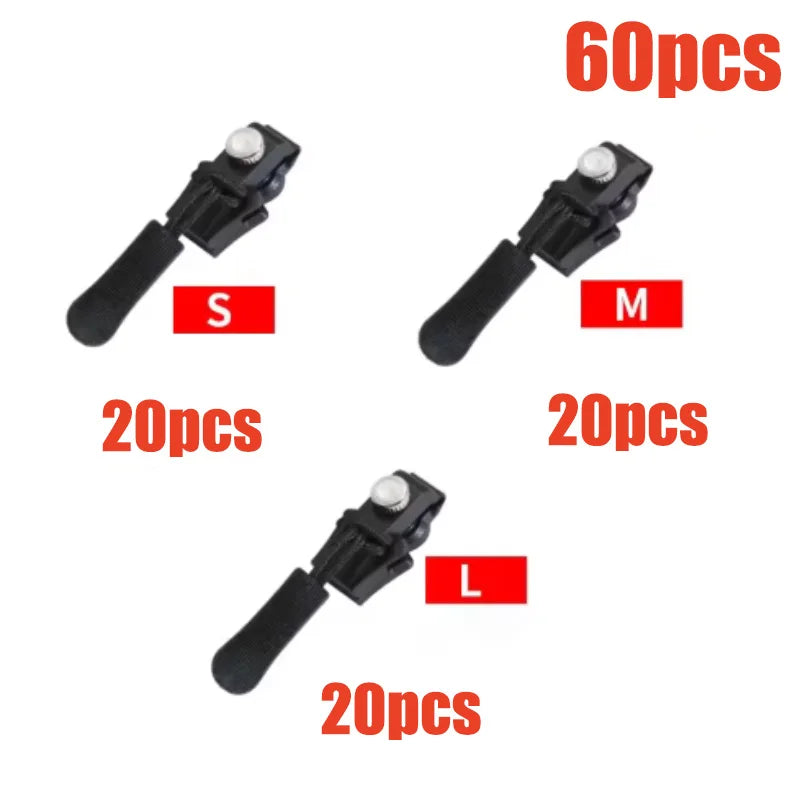Universal Zipper Repair Kit – Replacement Slider Pull, 3–60 Pcs