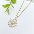 Sunflower Zircon Pendant Necklace | Stainless Steel Choker