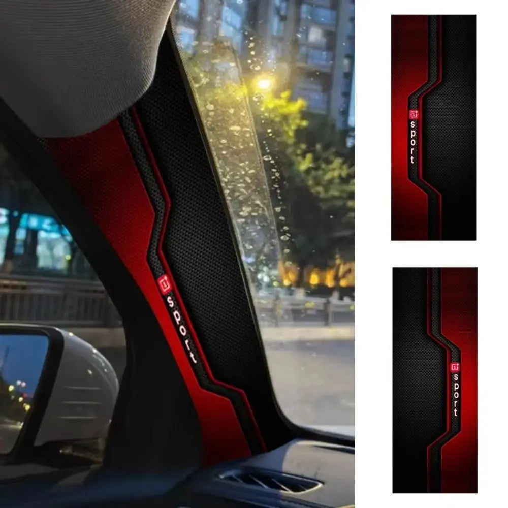 Carbon Fiber A-Pillar Stickers Black Red Sporty Car Trim – 1 Pair Car Interior Trim Nixie