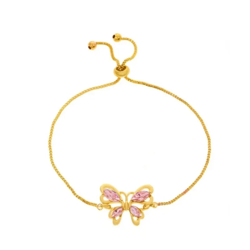 Pink Crystal Hollow Butterfly Bracelet | Women's Fashion Fashion Bracelet Nixie