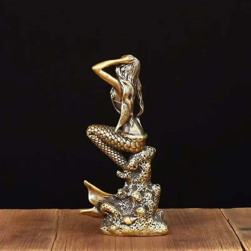 Mini Brass Mermaid Figurine Statue – Home Decor & Gift Decorative Figurine Nixie