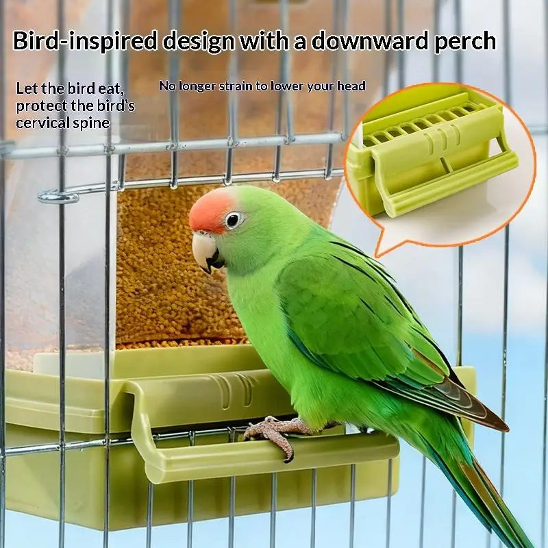 Automatic Transparent Bird Seed Feeder – Parrot Cage Accessory
