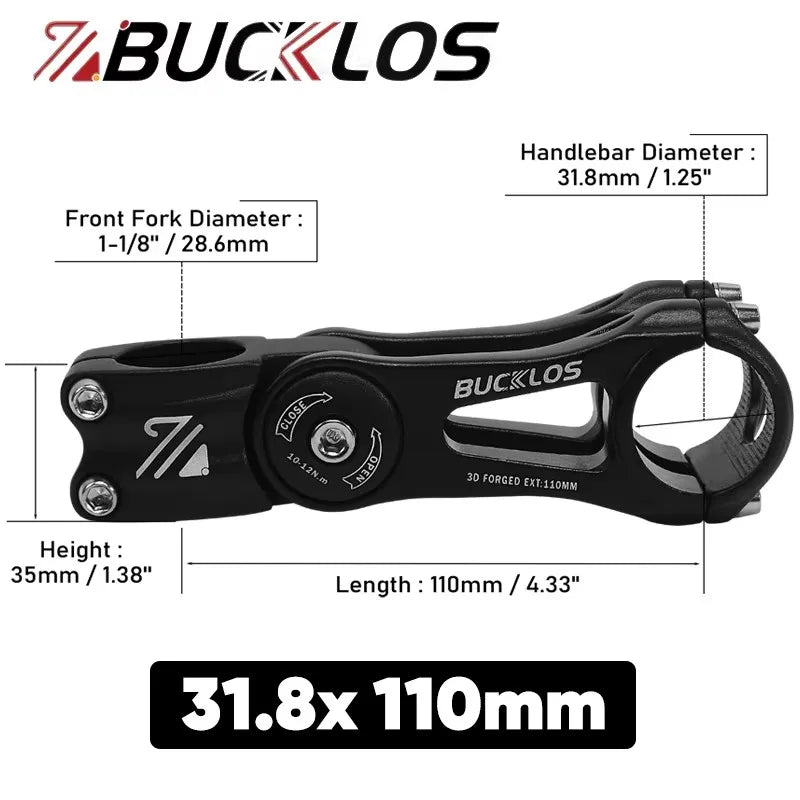 BUCKLOS Adjustable Bike Stem 3D Forged Aluminum 90–145mm Adjustable Bike Stem Nixie 31.8mm-110mm