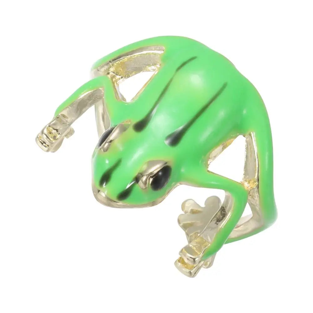 Cute Tree Frog Adjustable Open Ring – Alloy Animal Ring