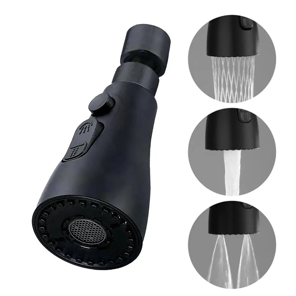 3-in-1 Kitchen Faucet Extender | 360° Rotate Pull-Out Tap Aerator Faucet Extender Aerator Nixie black