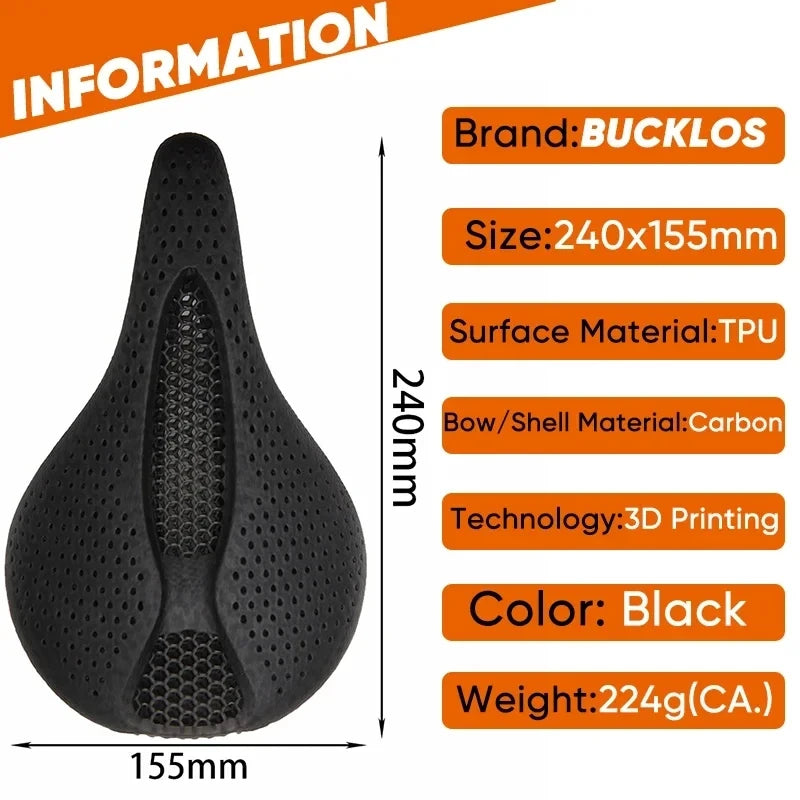 BUCKLOS 3D Printed Carbon Fiber MTB & Road Bike Saddle Bike Saddle Nixie