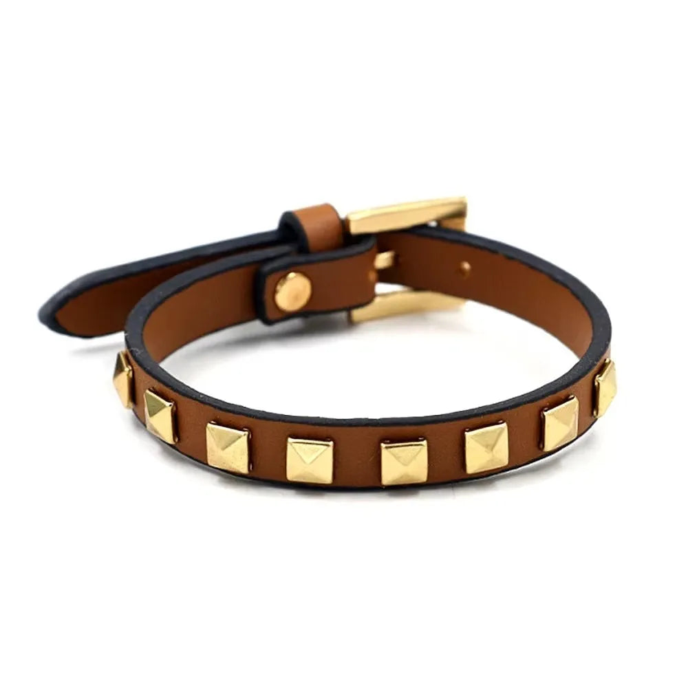 Punk PU Leather Rivet Studded Bangle Bracelet – 5 Colors