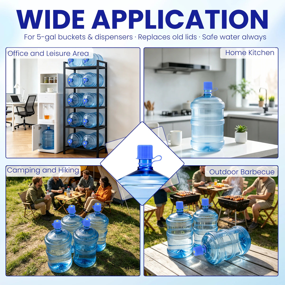 3-Pack Silicone 5 Gallon Water Jug Caps – Spill-Proof Lids Water Jug Caps Nixie