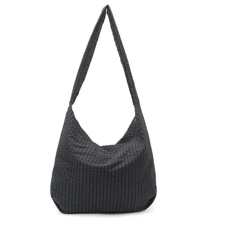 Women's Plaid Canvas Tote Bag – Korean Style Crossbody Canvas Tote Bag Nixie