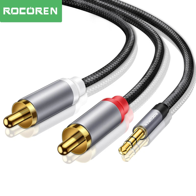 Rocoren 3.5mm to 2 RCA Male Aux Audio Cable Splitter AUX Audio Cable Nixie