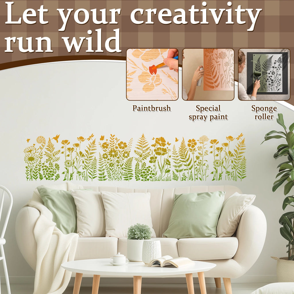 12pc Reusable Wildflower Stencils – DIY Floral Painting Templates Painting Stencil Set Nixie