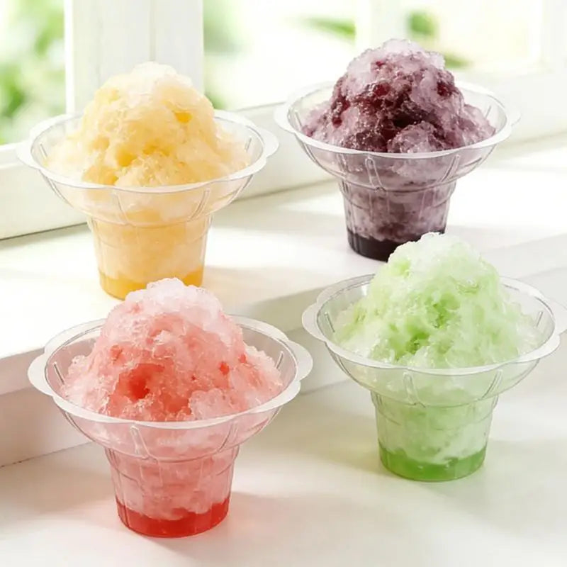 50 Pcs Flower Snow Cone Cups Leak-Proof Plastic Ice Cream Bowls Snow Cone Cups Nixie
