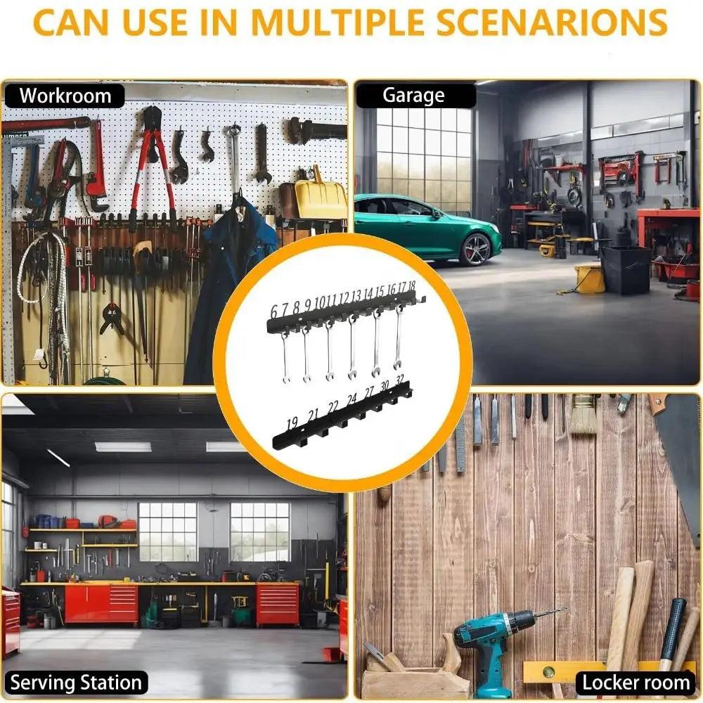 Wall-Mounted Wrench Sorting Rack | Cast Iron Tool Storage