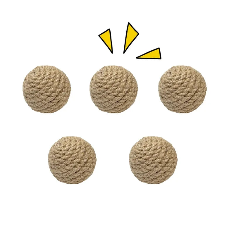 5PCS Interactive Sisal Ball Cat Toys with Sound – Indoor Cats Cat Toy Set Nixie