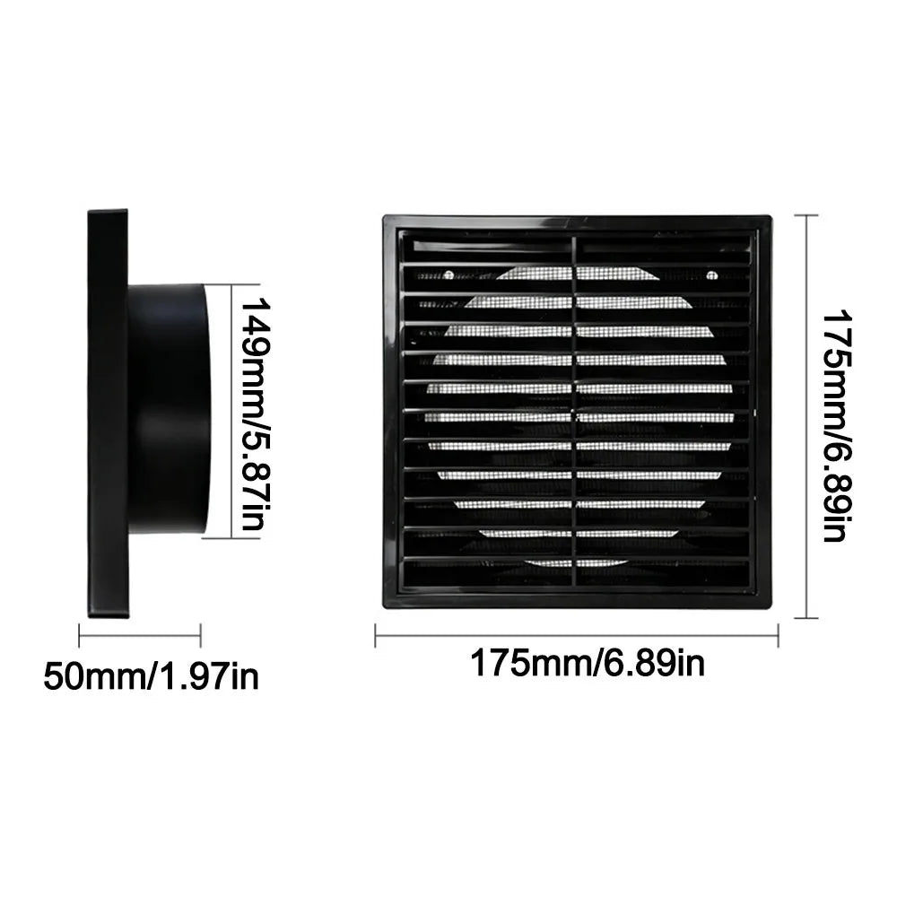 Square Air Vent Grille Cover 4–8 In | Aluminum Fiber Mesh Vent Grille Cover Nixie Black-6in