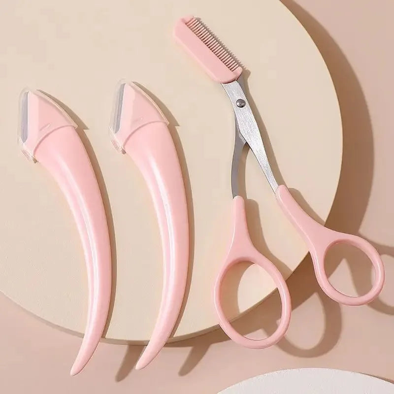Eyebrow Trimmer Set – Curved Razor, Scissors & Comb | Nixie