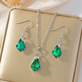 3-Piece Colorful Zircon Necklace & Drop Earrings Jewelry Set