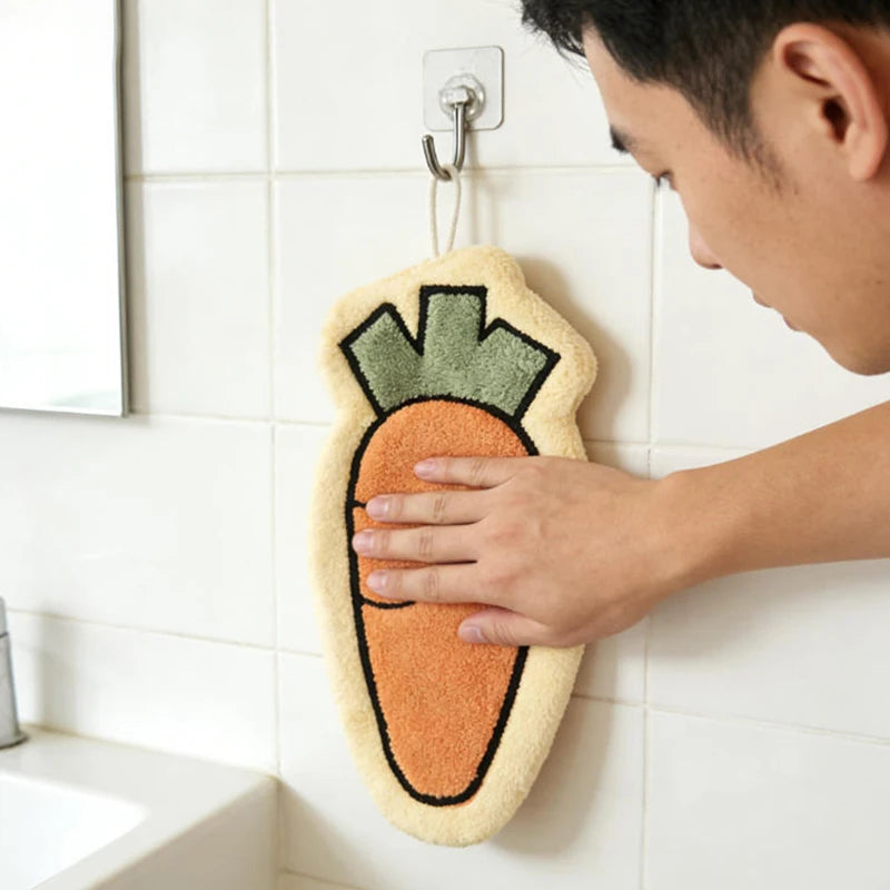 Vegetable Coral Fleece Hand Towels – Quick-Dry Kitchen & Bath