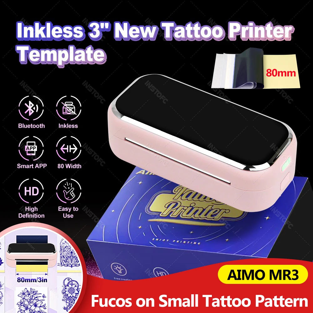 AIMO MR3 Mini Wireless Tattoo Stencil Printer | 80mm Thermal Tattoo Stencil Printer Nixie