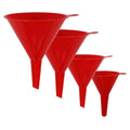 Red Plastic Funnel Set 4 Sizes – Kitchen & Automotive Kit Plastic Funnel Set Nixie 4 pieces