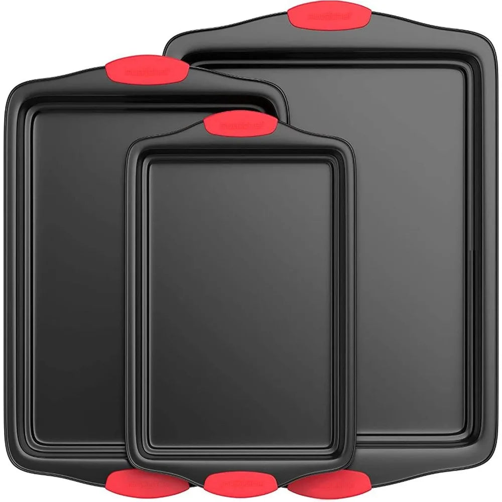 Nonstick Carbon Steel Baking Pan Set with Silicone Handles