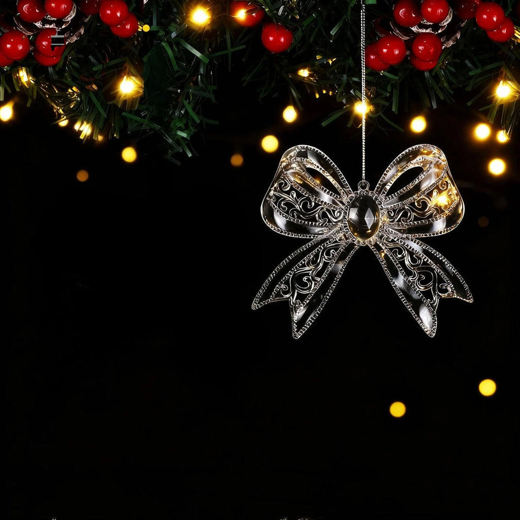 Acrylic Angel Wing Christmas Ornament Hanging Pendant Christmas Ornament Pendant Nixie 29- bow 1Pcs