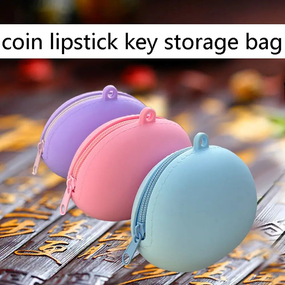 Silicone Mini Coin Purse Candy Color Zipper Wallet & Earphone Bag