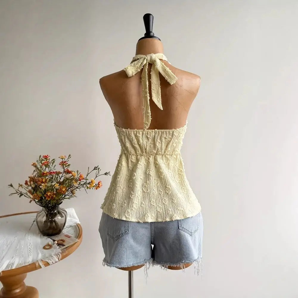 Women's Ruffled V-Neck Satin Camisole Top | Adjustable Tie Back
