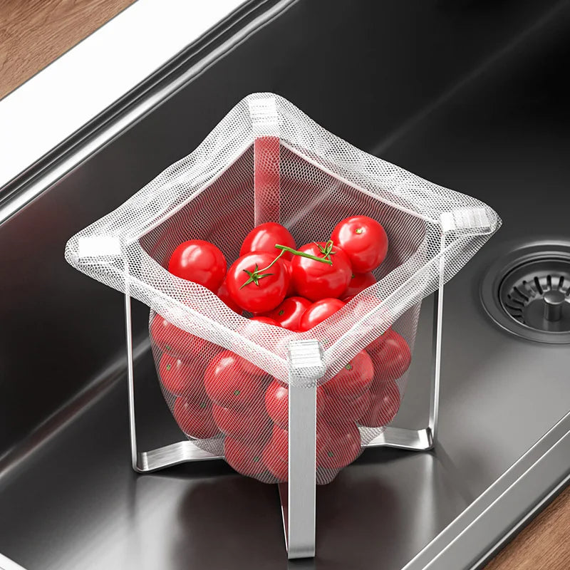 Foldable Stainless Steel Garbage Bag Rack – Kitchen Counter