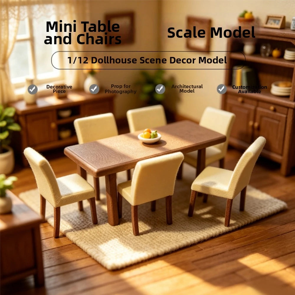1:12 Dollhouse Miniature Furniture – Desk, Table & Chairs Set Dollhouse Miniature Furniture Nixie