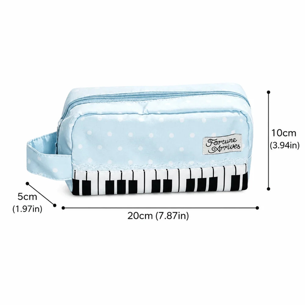 Kawaii Piano Key Polka Dot Pencil Case – Large Capacity Pouch Pencil Case Pouch Nixie