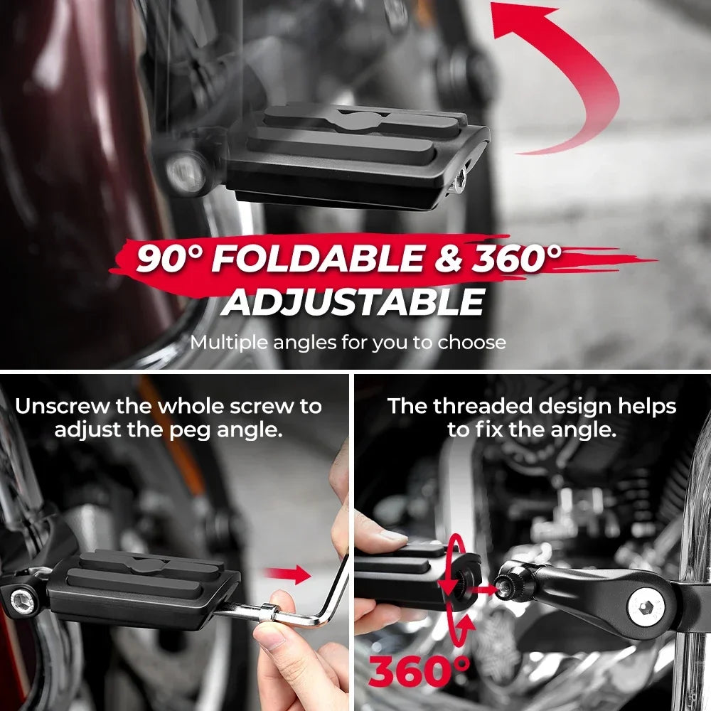 Motorcycle Highway Pegs 1.25" Engine Guard Bar Footpegs – Touring Motorcycle Highway Pegs Nixie