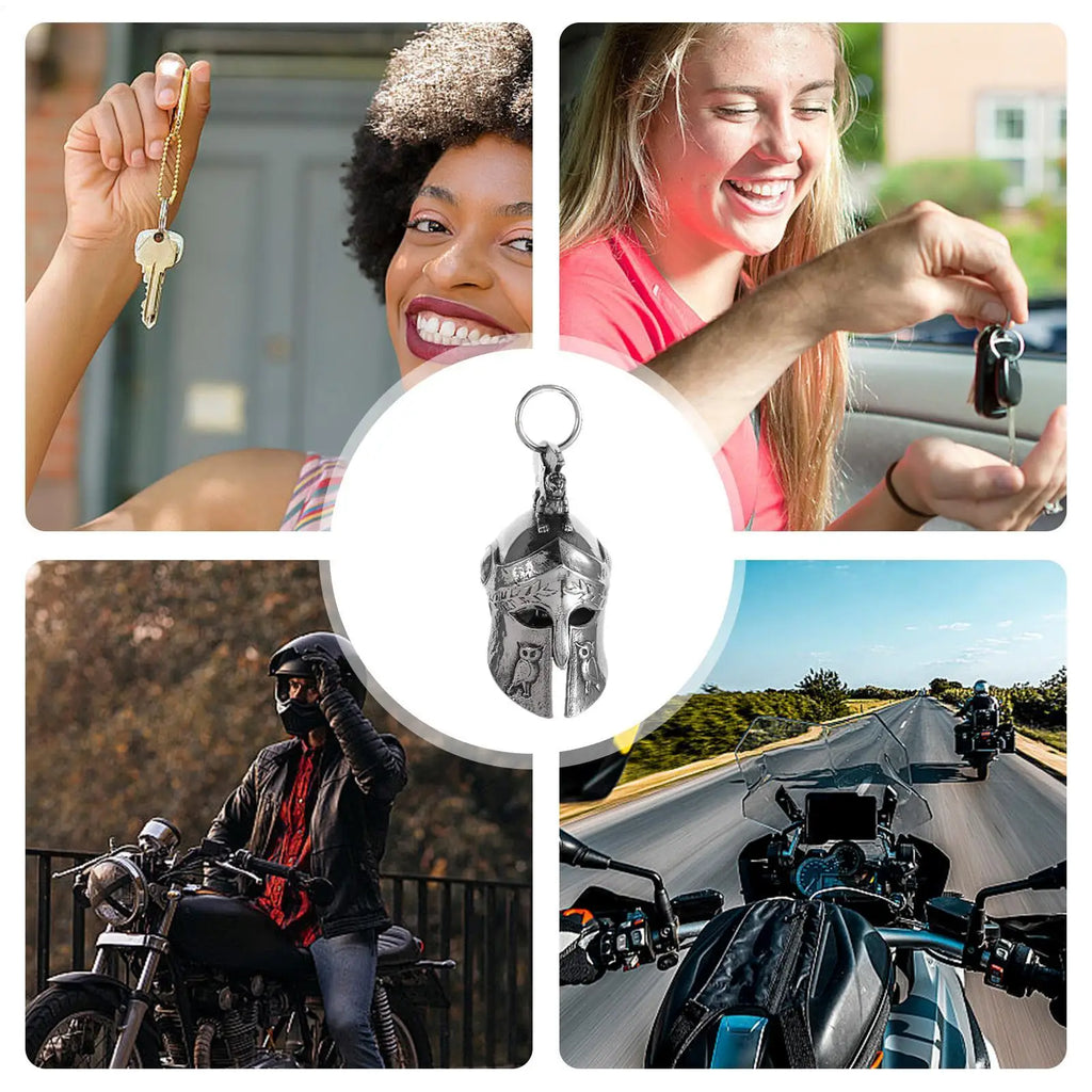Retro Motorcycle Guardian Bell Roman Warrior Helmet Charm Pendant Motorcycle Bell Pendant Nixie