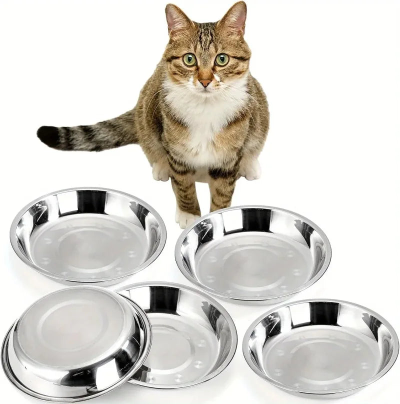 Stainless Steel Cat Bowls 2/6 Pcs – Non-Slip Wide Low-Profile