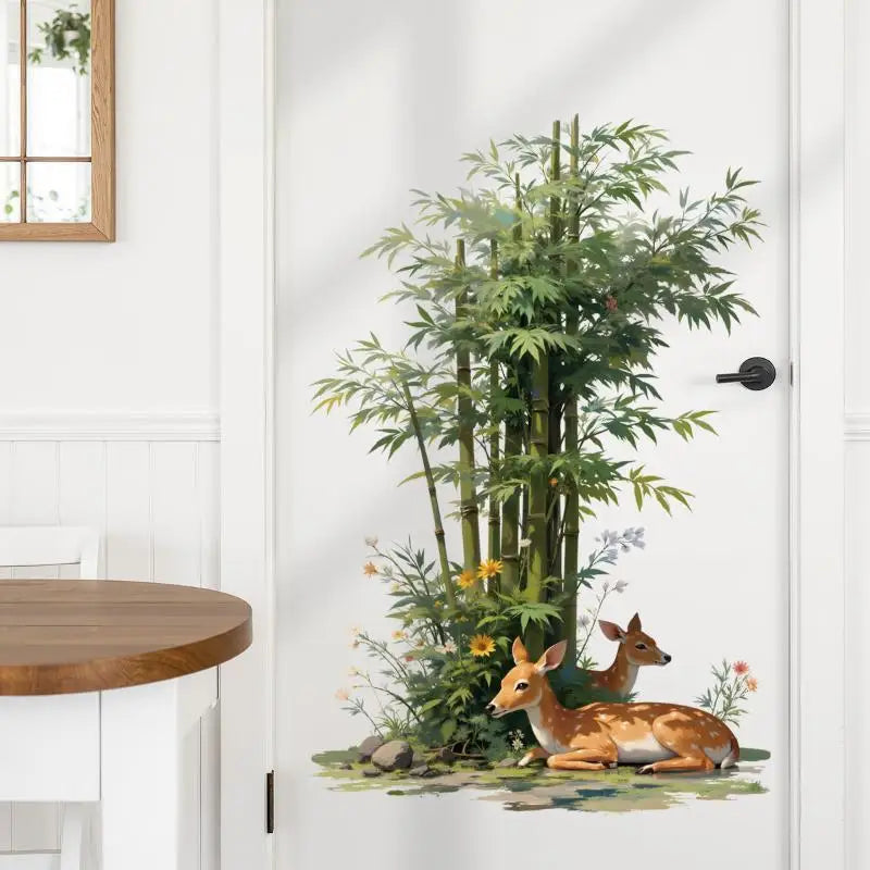 Tropical Bamboo & Deer PVC Wall Decals – Peel & Stick Stickers Wall Decal Sticker Nixie