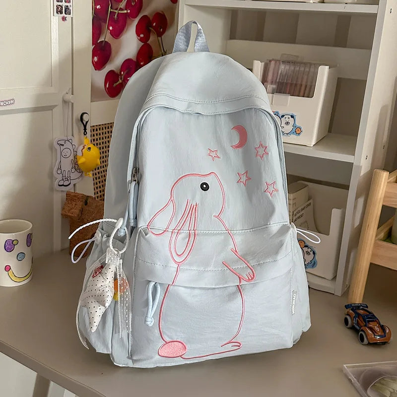 Embroidered Floppy Ear Bunny Kawaii Backpack – Light Blue Kawaii Backpack Nixie