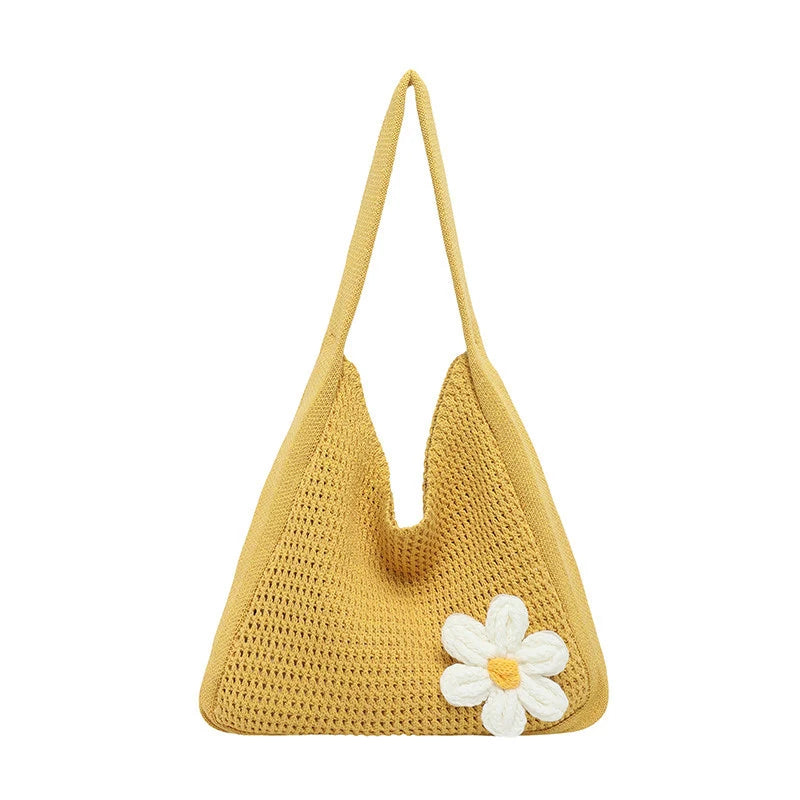 Nixie Hand-Crocheted Floral Woven Tote – Large Boho Beach Bag Crochet Woven Tote Nixie