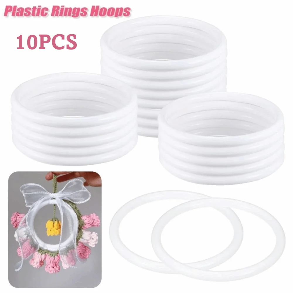10PCS White Plastic Macrame Hoops Rings 6–12cm Wreath Craft