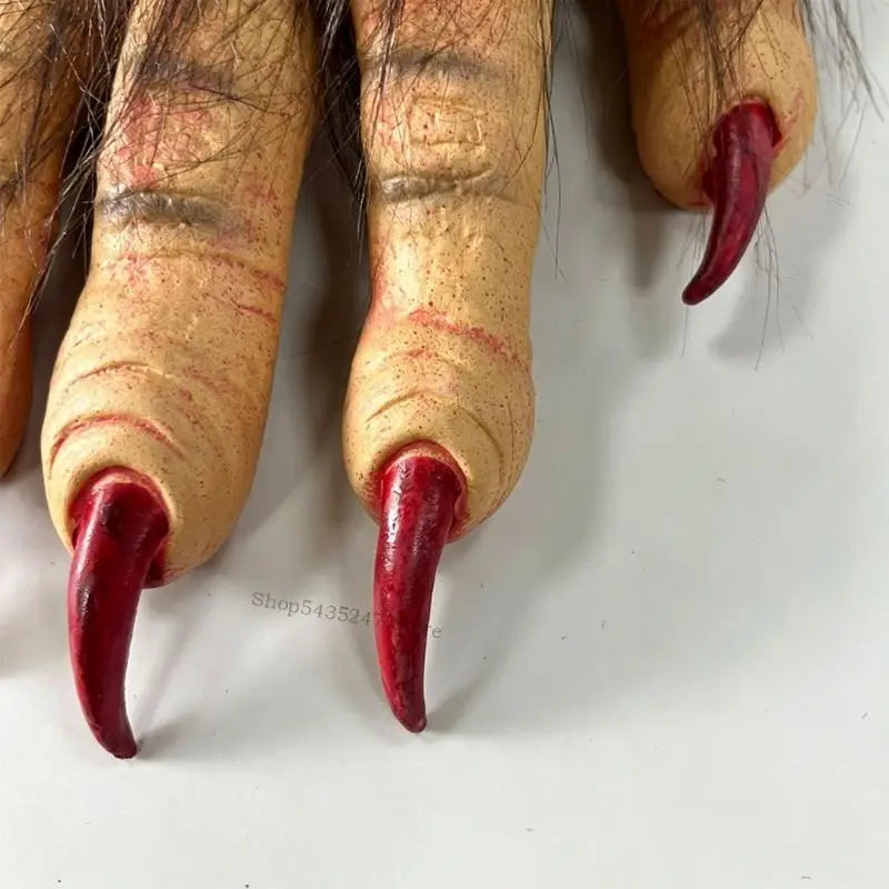 Halloween Claw Gloves Brown Plush & Latex Cosplay Hand Props