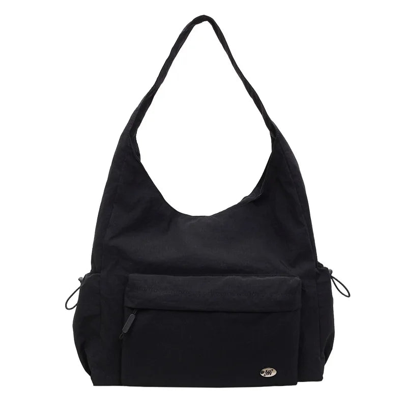 Women's Large Capacity Minimalist Nylon Tote Shoulder Bag Nylon Tote Bag Nixie BB-1278 Black