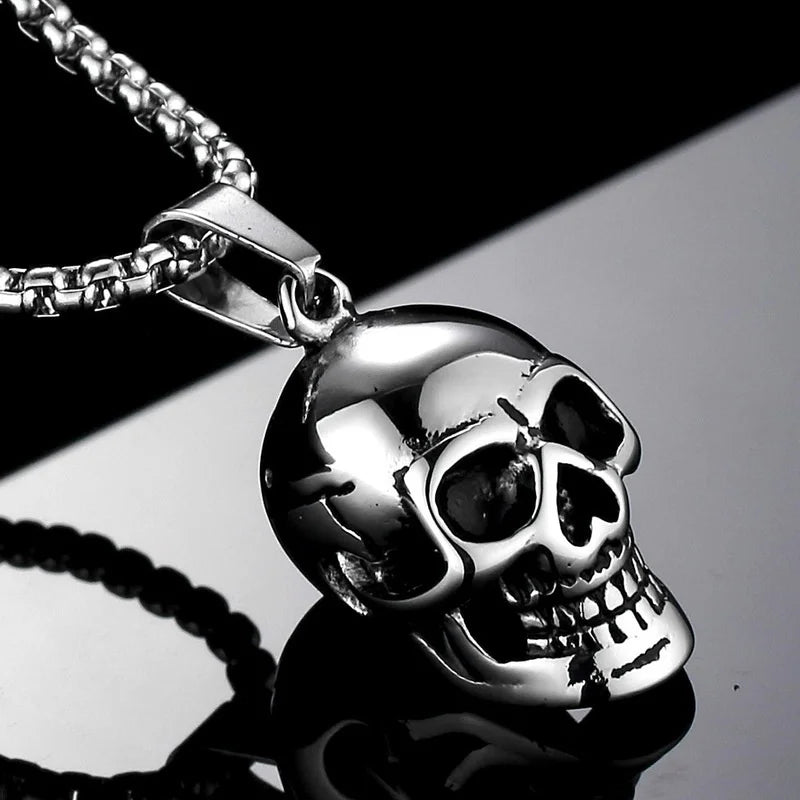 Punk Skull Pendant Necklace | Gold Silver Black Hip-Hop Chain Pendant Necklace Nixie