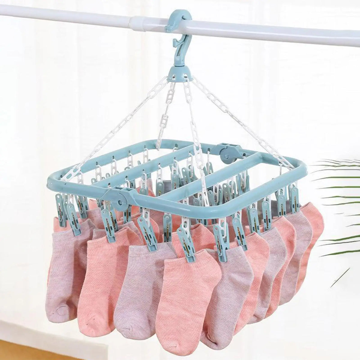 32-Clip Foldable Sock & Laundry Drying Rack Hanger