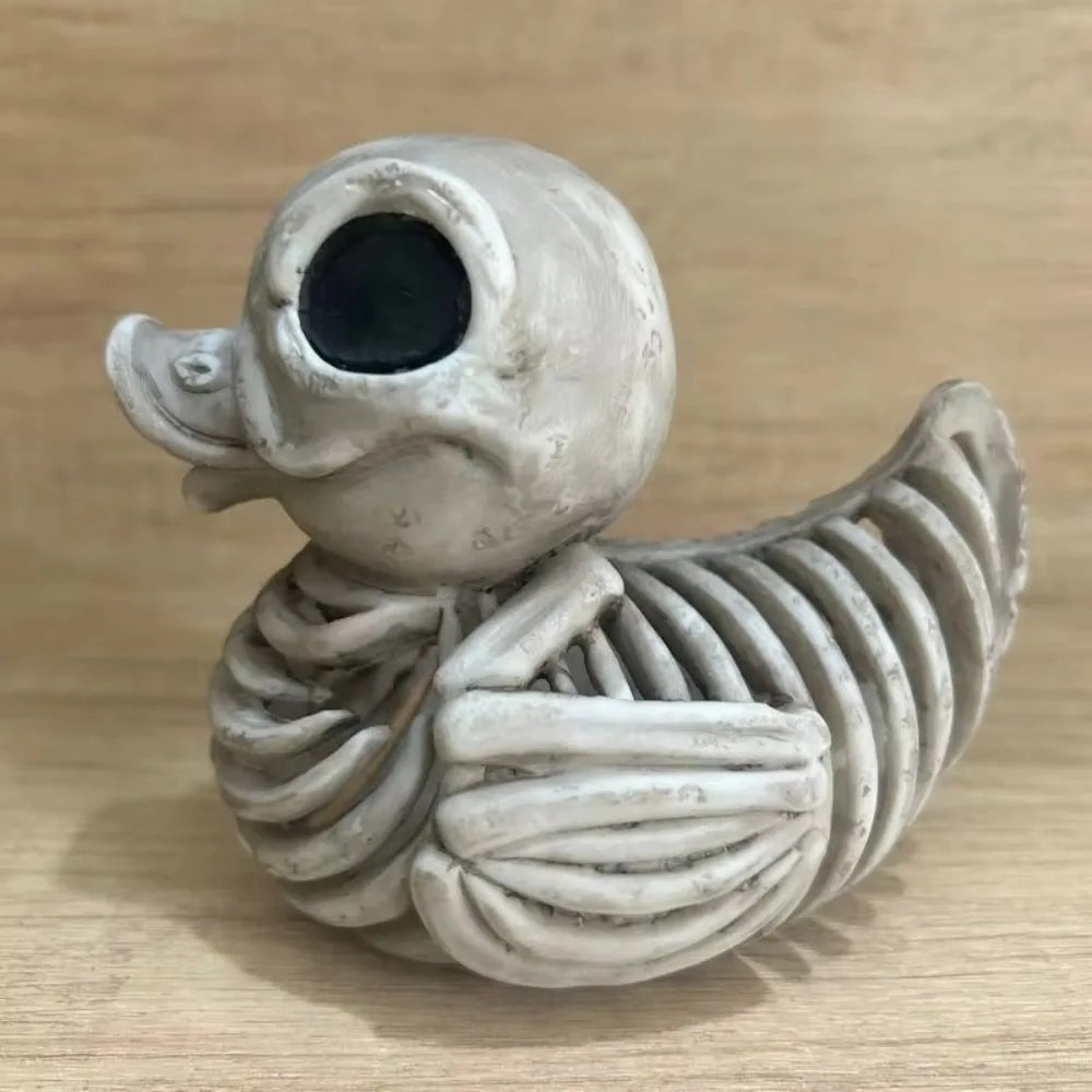Halloween Skeleton Duck Resin Statue | Spooky Miniature Figurine Halloween Décor Figurine Nixie